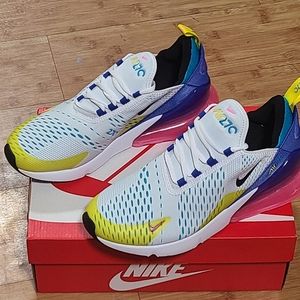 Nike Air Max 270 'WhiteBluePinkYellow' Youth 6, 7 (Womens 7.5, 8.5) New in Box